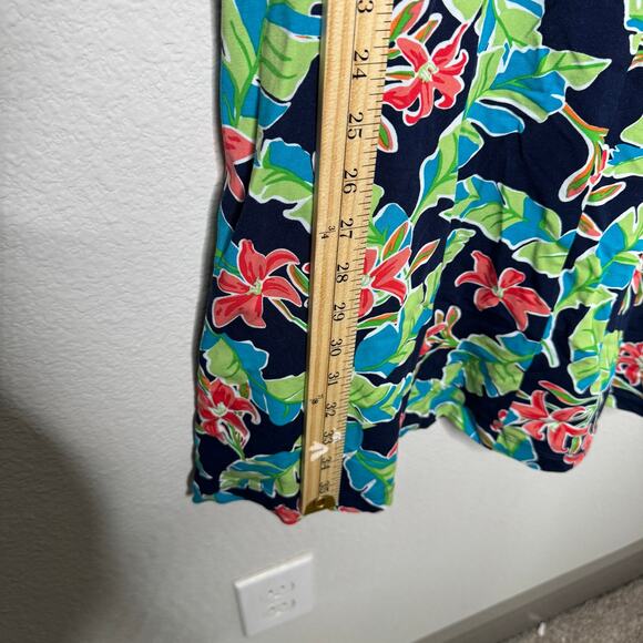 Lands’ End Womens Sleeveless Wrap Dress M 10-12 Navy Floral Tropical Casual - Picture 7 of 9